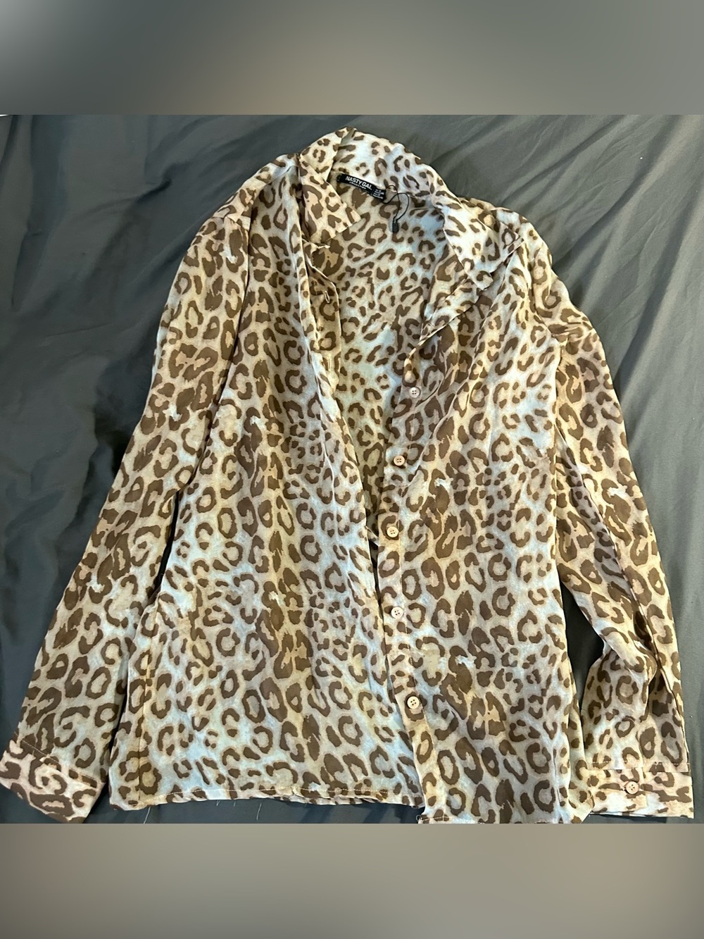 Nasty Gal Leopard Print Shirt in Beige and Brown
